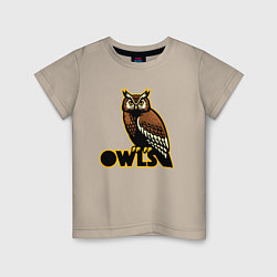 Футболка хлопковая детская Owls, цвет: миндальный