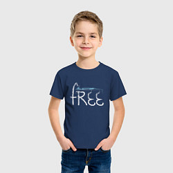 Футболка хлопковая детская Надпись free с буквой, стилизованной под кран, цвет: тёмно-синий — фото 2