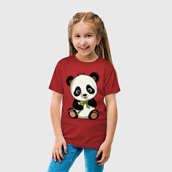 Футболка хлопковая детская Панда мультяшная, цвет: красный — фото 2