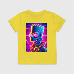 Футболка хлопковая детская Биоробот Барт - неоновое свечение, цвет: желтый