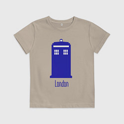 Футболка хлопковая детская Tardis - London, цвет: миндальный
