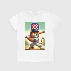Футболка хлопковая детская Lion - batter Chicago cubs, цвет: белый