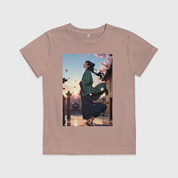 Футболка хлопковая детская Монолог фармацевта Маомао во дворце, цвет: пыльно-розовый