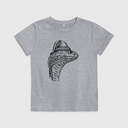 Футболка хлопковая детская Новогодняя кобра, цвет: меланж