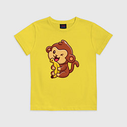 Футболка хлопковая детская Monkey banana, цвет: желтый