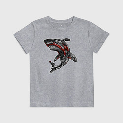 Футболка хлопковая детская Мото акула, цвет: меланж