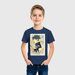 Футболка хлопковая детская Магическая битва Мэгуми Фусигуро тень, цвет: тёмно-синий — фото 2