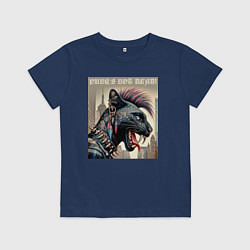 Футболка хлопковая детская Cool panther - punks not dead, цвет: тёмно-синий