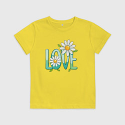 Футболка хлопковая детская Любовь и ромашки, цвет: желтый