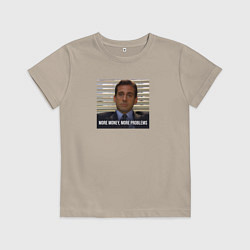 Футболка хлопковая детская More money, more problems - the office, цвет: миндальный