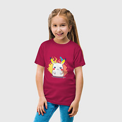 Футболка хлопковая детская Белый Пикачу, цвет: маджента — фото 2
