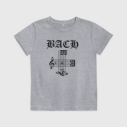 Футболка хлопковая детская B-A-C-H - Иоганн Себастьян Бах чёрный, цвет: меланж