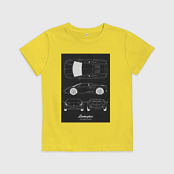 Футболка хлопковая детская Lamborghini гоночный, цвет: желтый