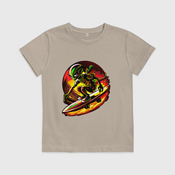 Футболка хлопковая детская Космический скейтер, цвет: миндальный