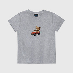 Футболка хлопковая детская Мишка на машинке, цвет: меланж