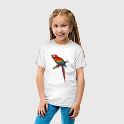 Футболка хлопковая детская Попугай ara macaw, цвет: белый — фото 2