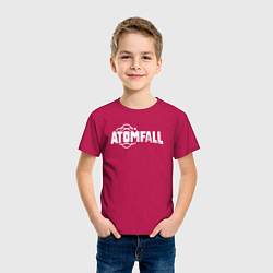 Футболка хлопковая детская Atomfall logo, цвет: маджента — фото 2
