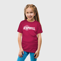 Футболка хлопковая детская Atomfall logo, цвет: маджента — фото 2