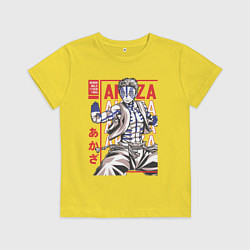 Футболка хлопковая детская Клинок рассекающий демонов Акадза 3 Высшая Луна, цвет: желтый