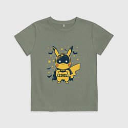 Футболка хлопковая детская Пикачу бэтмен, цвет: авокадо