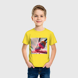 Футболка хлопковая детская Розовый макияжный вихрь, цвет: желтый — фото 2