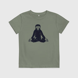Футболка хлопковая детская Yoga monkey, цвет: авокадо
