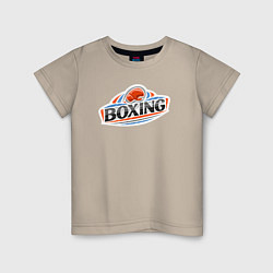 Футболка хлопковая детская Boxing team, цвет: миндальный