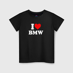 Футболка хлопковая детская I love my BMW, цвет: черный