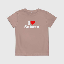 Футболка хлопковая детская I love Subaru sport, цвет: пыльно-розовый