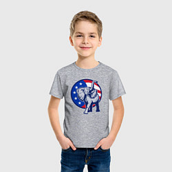 Футболка хлопковая детская USA elephant, цвет: меланж — фото 2