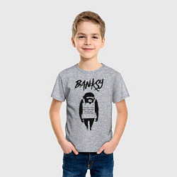 Футболка хлопковая детская Обезьяна граффити уличное искусство Banksy, цвет: меланж — фото 2