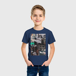 Футболка хлопковая детская Журналист эстетика, цвет: тёмно-синий — фото 2