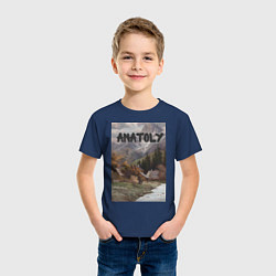 Футболка хлопковая детская Anatoly - свежесть гор - Анатолий, цвет: тёмно-синий — фото 2
