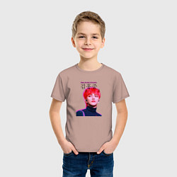 Футболка хлопковая детская Kim Hong Joong Ateez, цвет: пыльно-розовый — фото 2