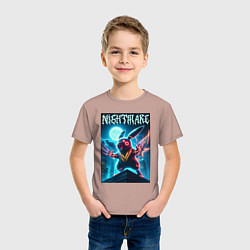Футболка хлопковая детская Nightmare - terrible Pikachu neon glow, цвет: пыльно-розовый — фото 2