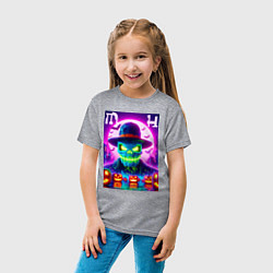 Футболка хлопковая детская Minecraft and halloween collaboration - neon glow, цвет: меланж — фото 2