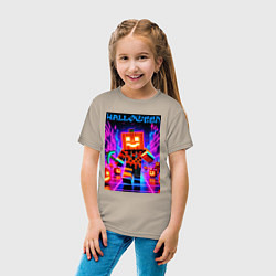 Футболка хлопковая детская Halloween is coming - neon glow collaboration, цвет: миндальный — фото 2