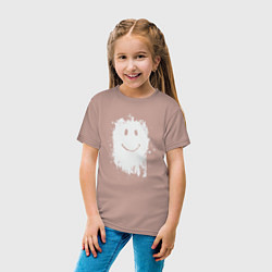 Футболка хлопковая детская Стекающий смайлик, цвет: пыльно-розовый — фото 2
