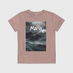 Футболка хлопковая детская Maria штормовые волны, цвет: пыльно-розовый