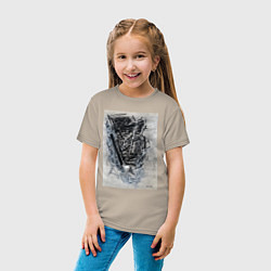 Футболка хлопковая детская Абстрактная графика Blue, цвет: миндальный — фото 2
