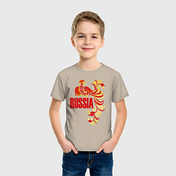 Футболка хлопковая детская Russia, цвет: миндальный — фото 2