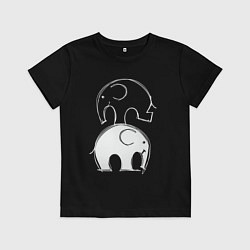 Футболка хлопковая детская Два слона, цвет: черный