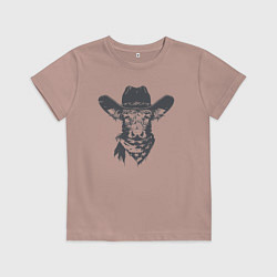 Футболка хлопковая детская Корова ковбой, цвет: пыльно-розовый