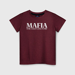 Футболка хлопковая детская Mafia the old country logo, цвет: меланж-бордовый