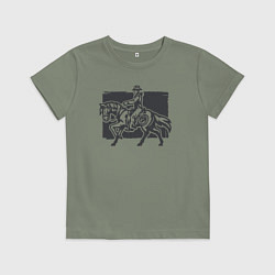 Футболка хлопковая детская Ковбой на коне, цвет: авокадо