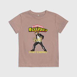 Футболка хлопковая детская Моя геройская академия Denki Kaminari, цвет: пыльно-розовый