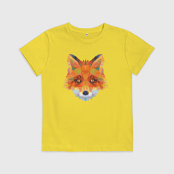 Футболка хлопковая детская Лисичка лоу поли, цвет: желтый