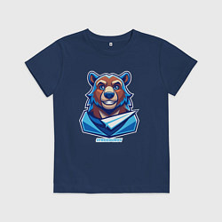 Футболка хлопковая детская Медведь FREEDUROV, цвет: тёмно-синий