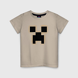 Футболка хлопковая детская Логотип игры Майнкрафт, цвет: миндальный