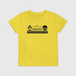 Футболка хлопковая детская Сочи курорт России отдых в горах, цвет: желтый